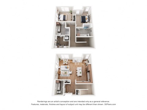 Floor plan for 2 beds, 2.5 baths, 1800 sqft